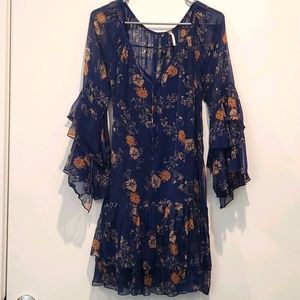 Free People Floral Sheer Ruffled Dress